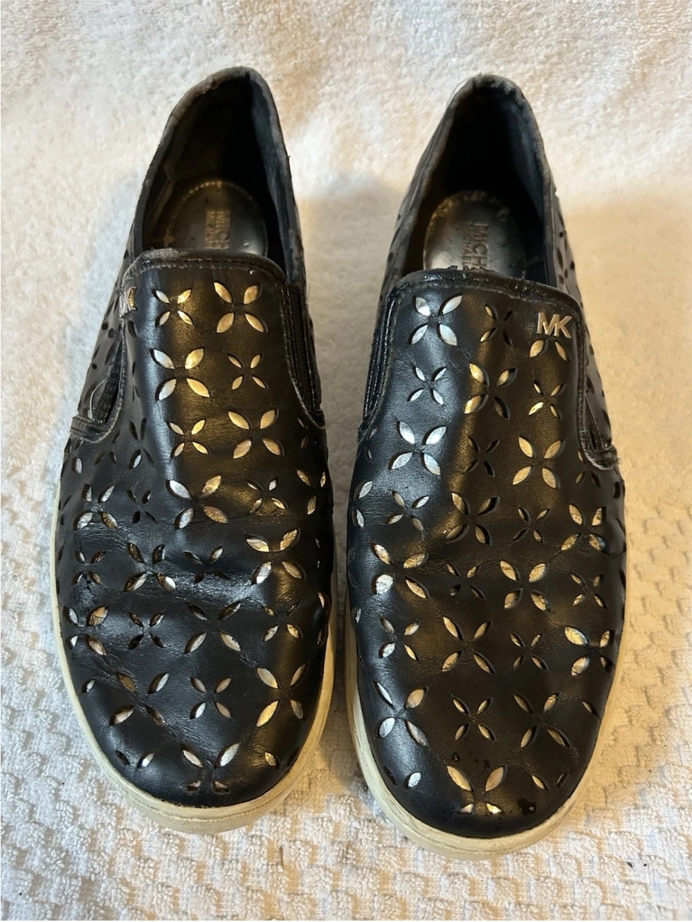 Michael Kors Black Slip-On Perforated Logo Sneakers